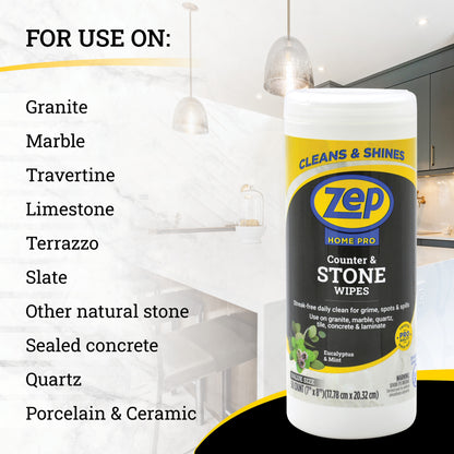 Zep Home Pro Counter & Stone Wipes 50 ct.