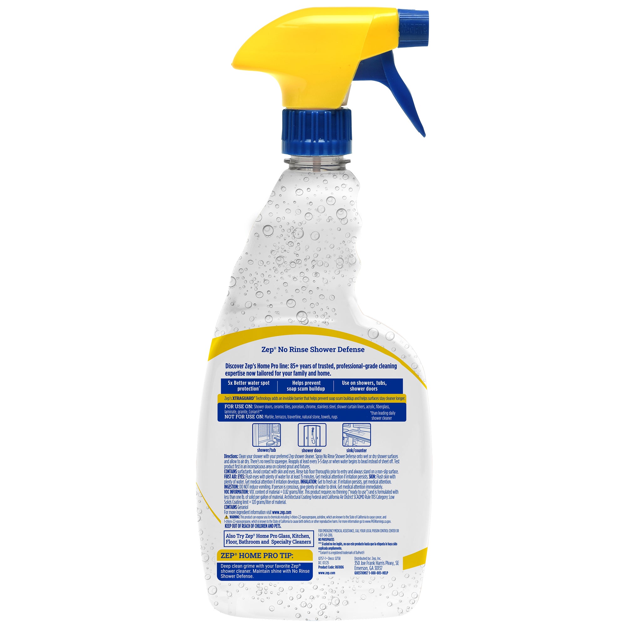 Zep Home Pro No-Rinse Shower Defense with XtraGuard Technology