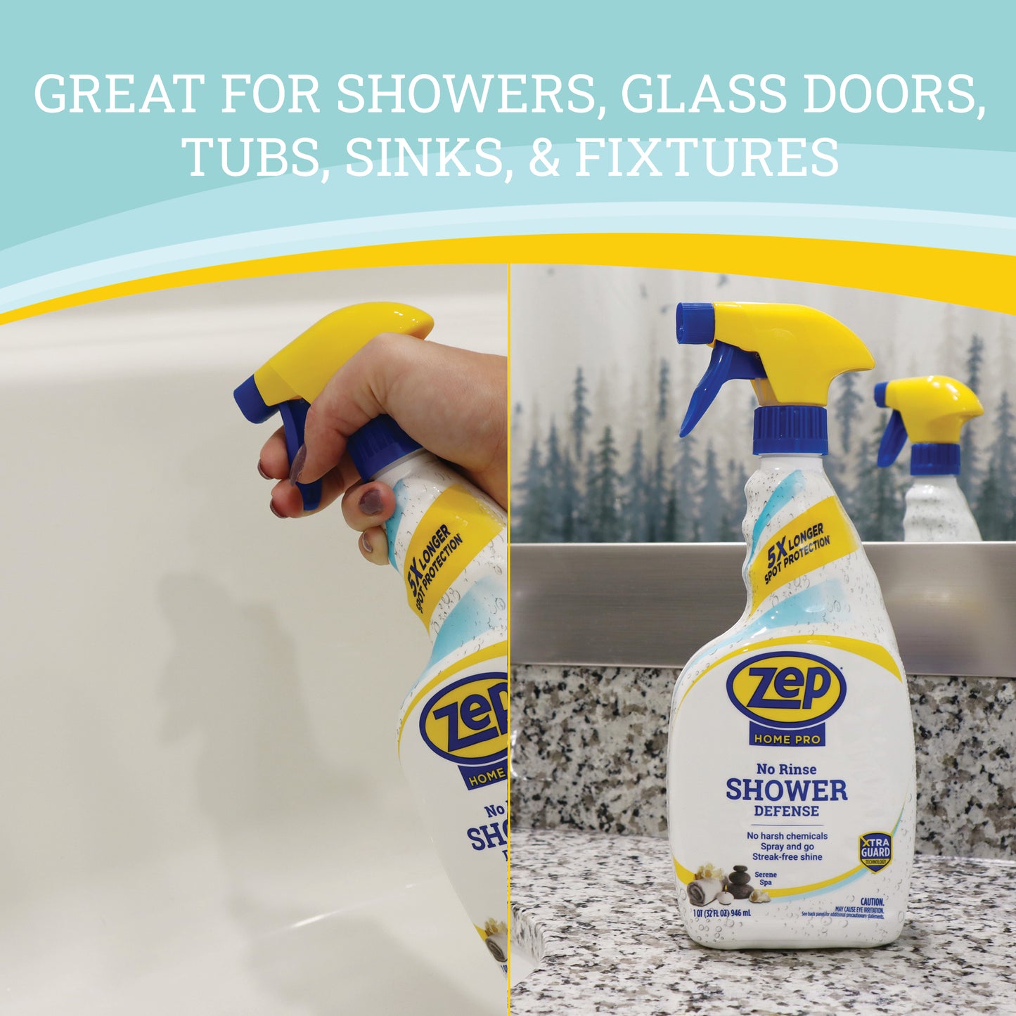 Zep Home Pro No-Rinse Shower Defense Cleaner with XtraGuard Technology - 32 Fl. Oz.