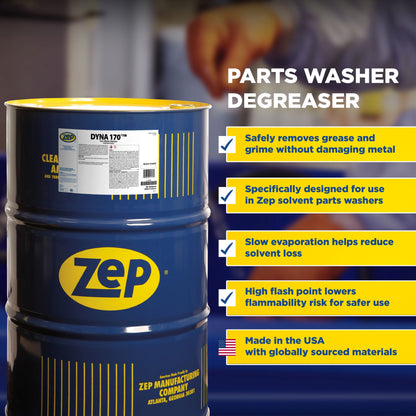 Zep Dyna 170 Parts Washer Degreaser – Safe for All Metals – 55 Gallon