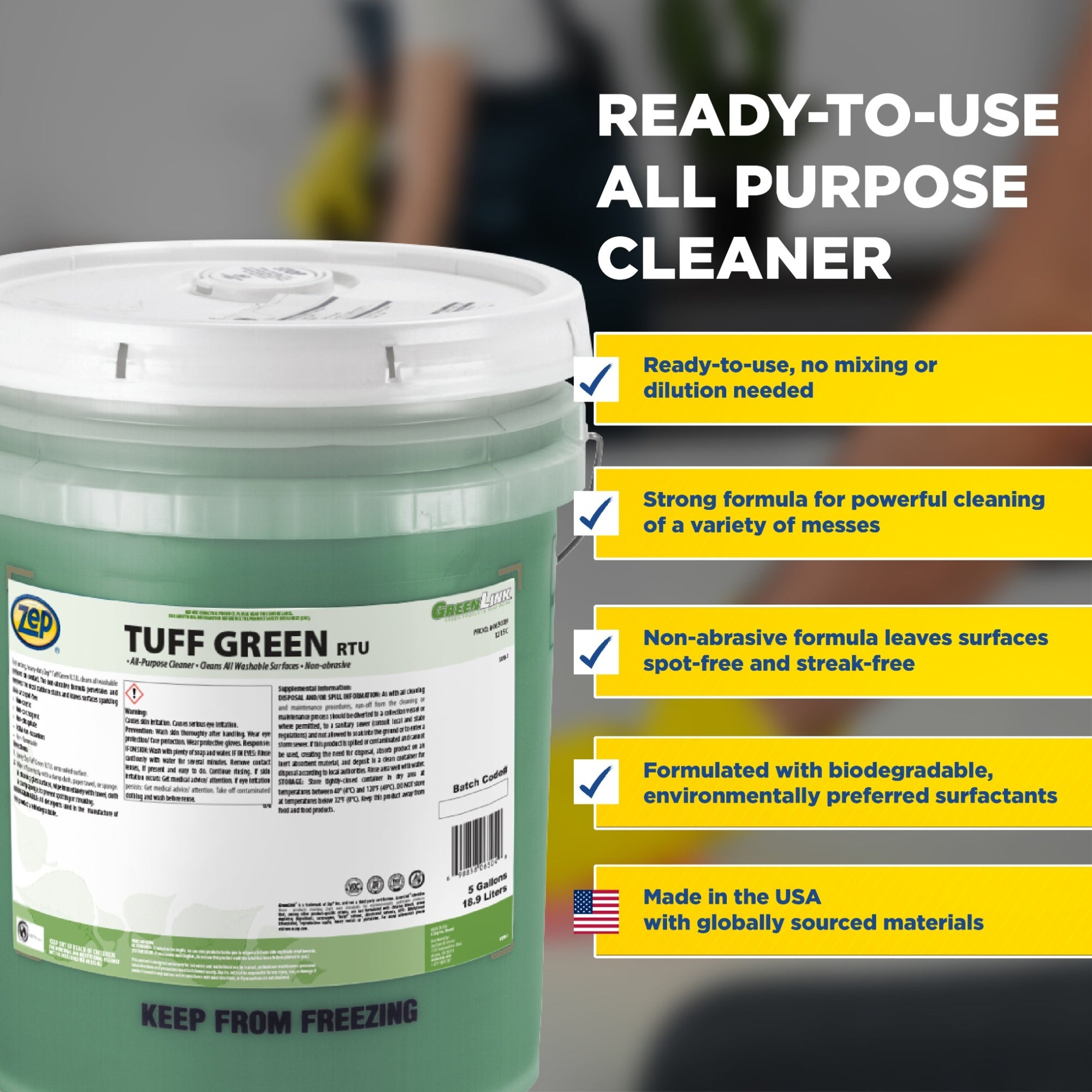 Zep Tuff Green Ready-to-Use All-Purpose Cleaner – Spot-Free