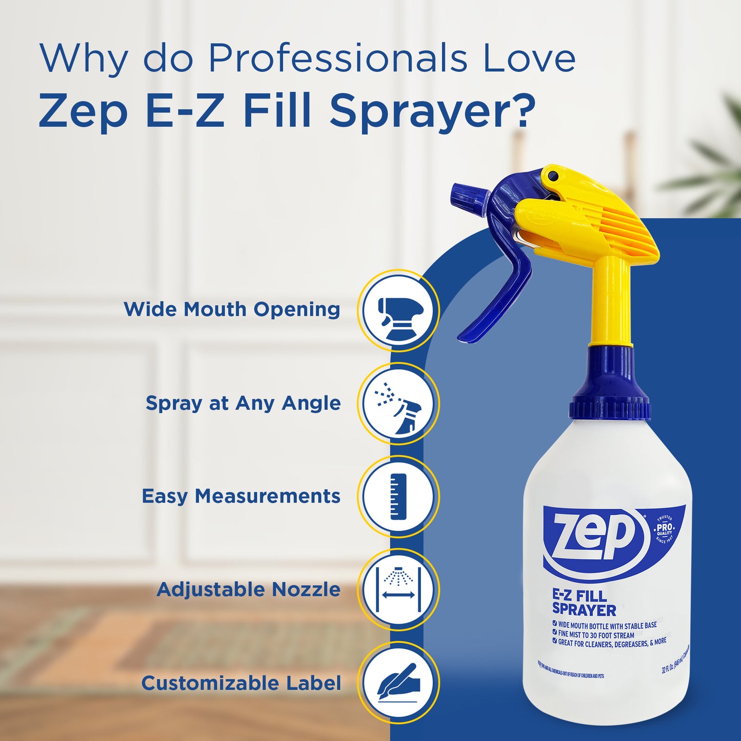Zep E-Z Fill Sprayer – Wide Mouth Bottle for Easy Filling – 32 oz