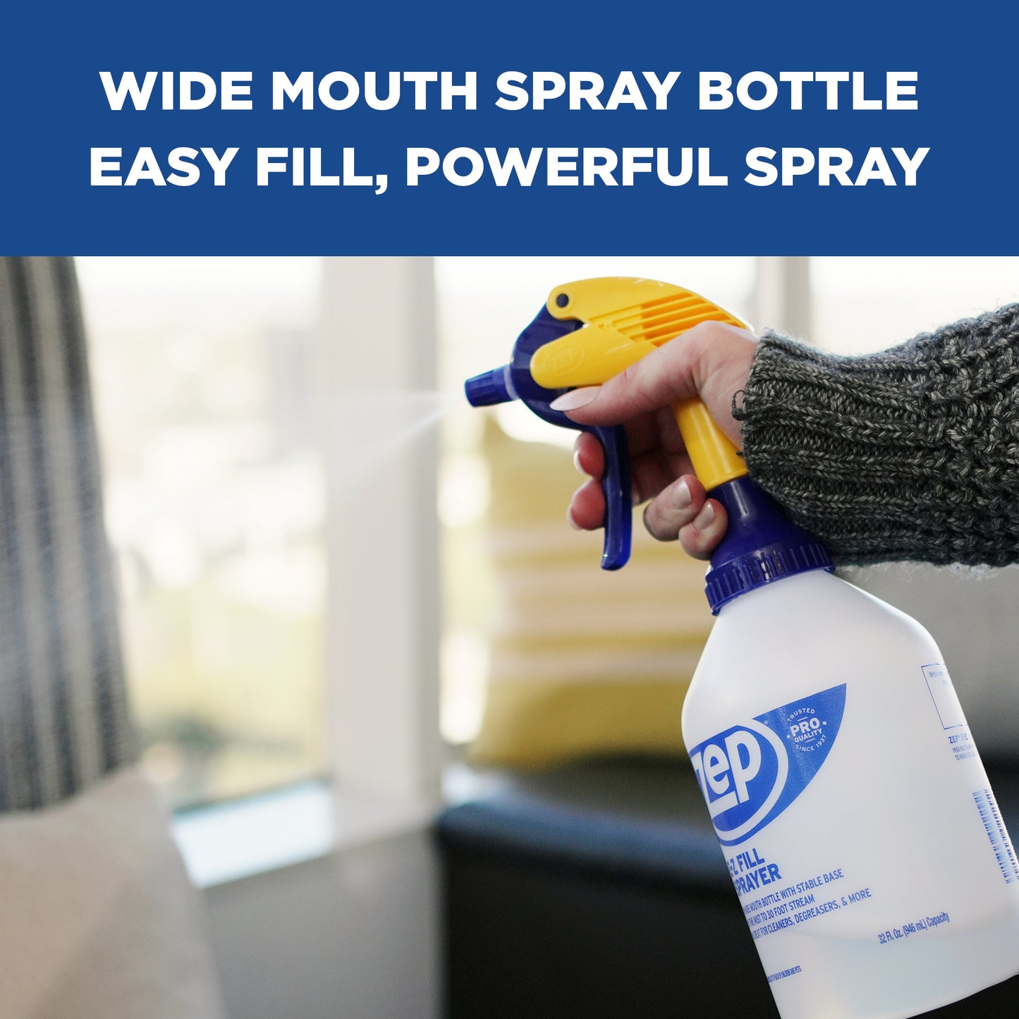Zep E-Z Fill Sprayer – Wide Mouth Bottle for Easy Filling – 32 oz