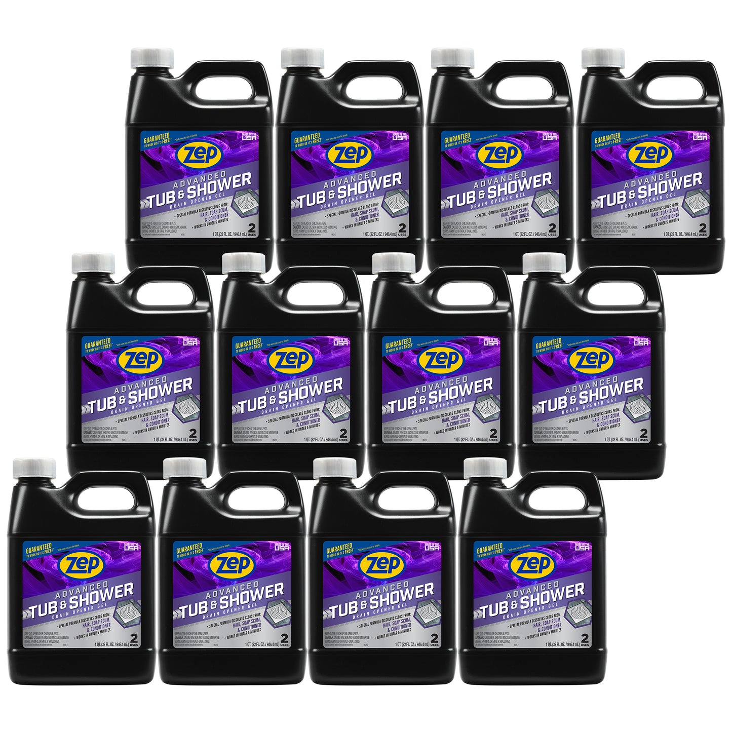 Zep Advanced Tub & Shower Drain Opener Gel – Dissolves Hair – 32 oz