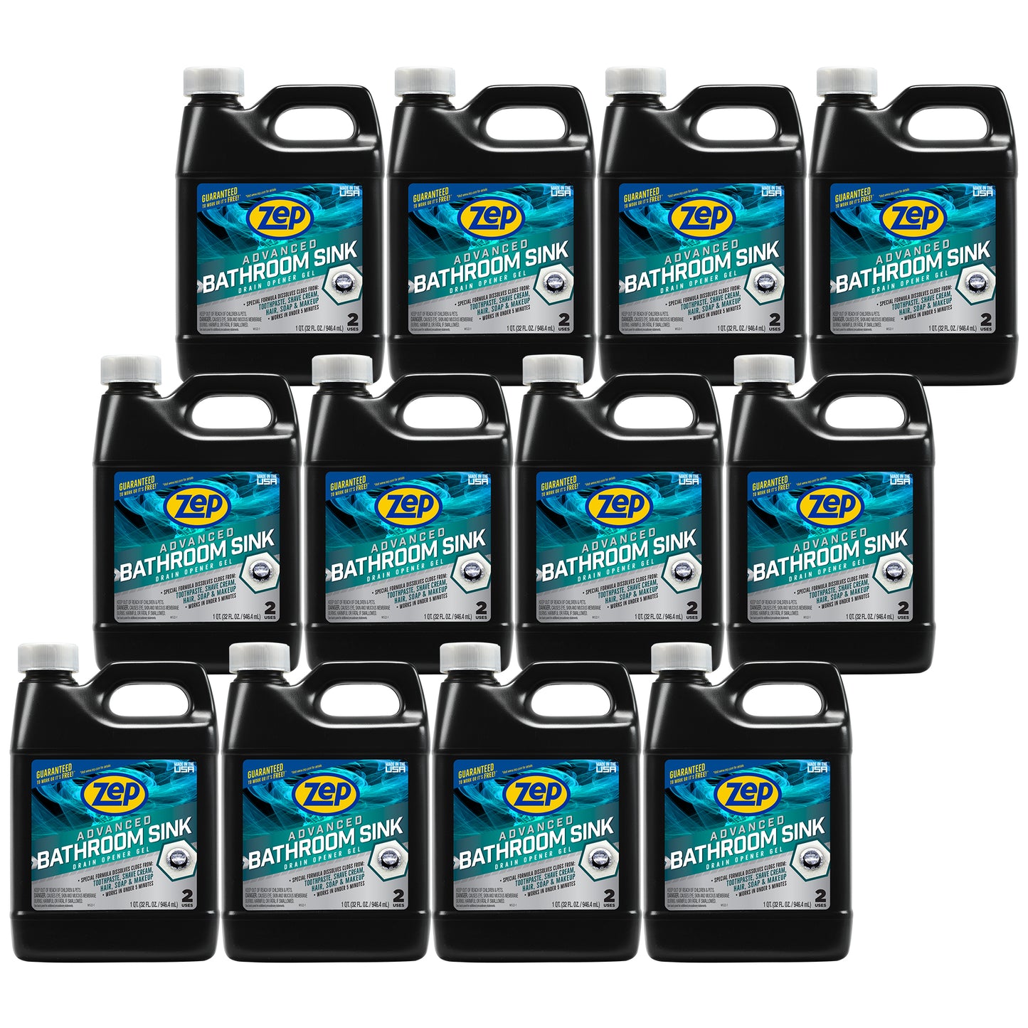 Zep Advanced Bathroom Sink Drain Opener Gel – Dissolves Clogs – 32 oz