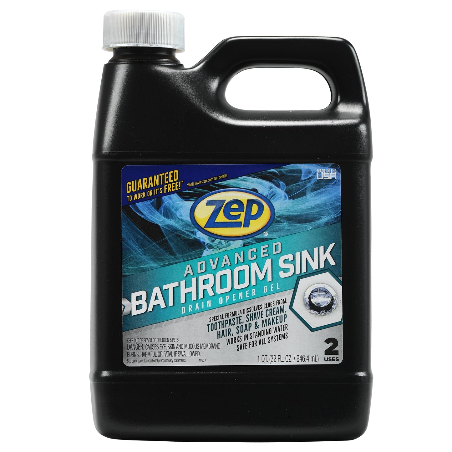 Zep Advanced Bathroom Sink Drain Opener Gel – Dissolves Clogs – 32 oz