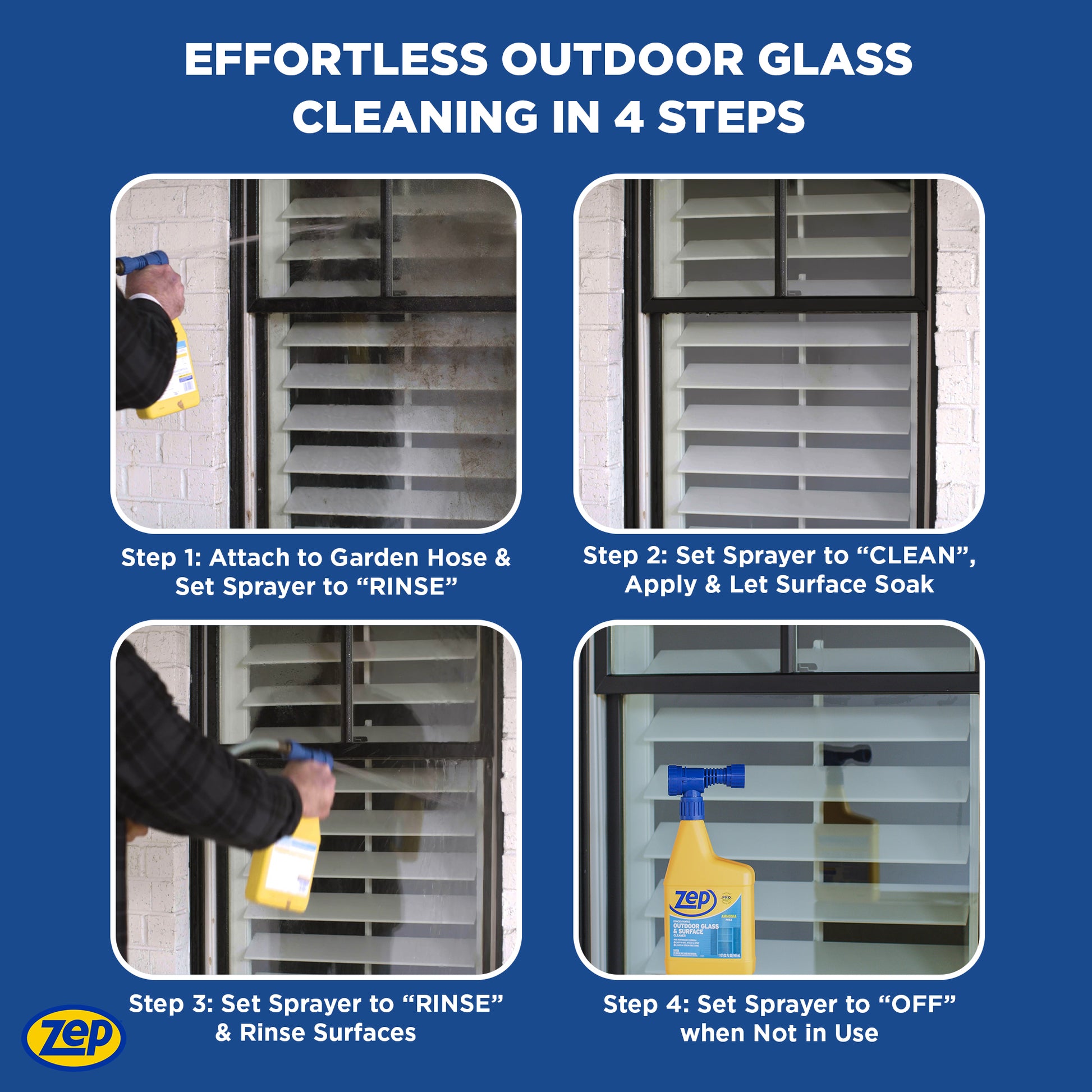 garden hose spray window cleaner Zep Concentrated Outdoor Glass & Surface Cleaner – Streak-Free Shine – – Zep Inc