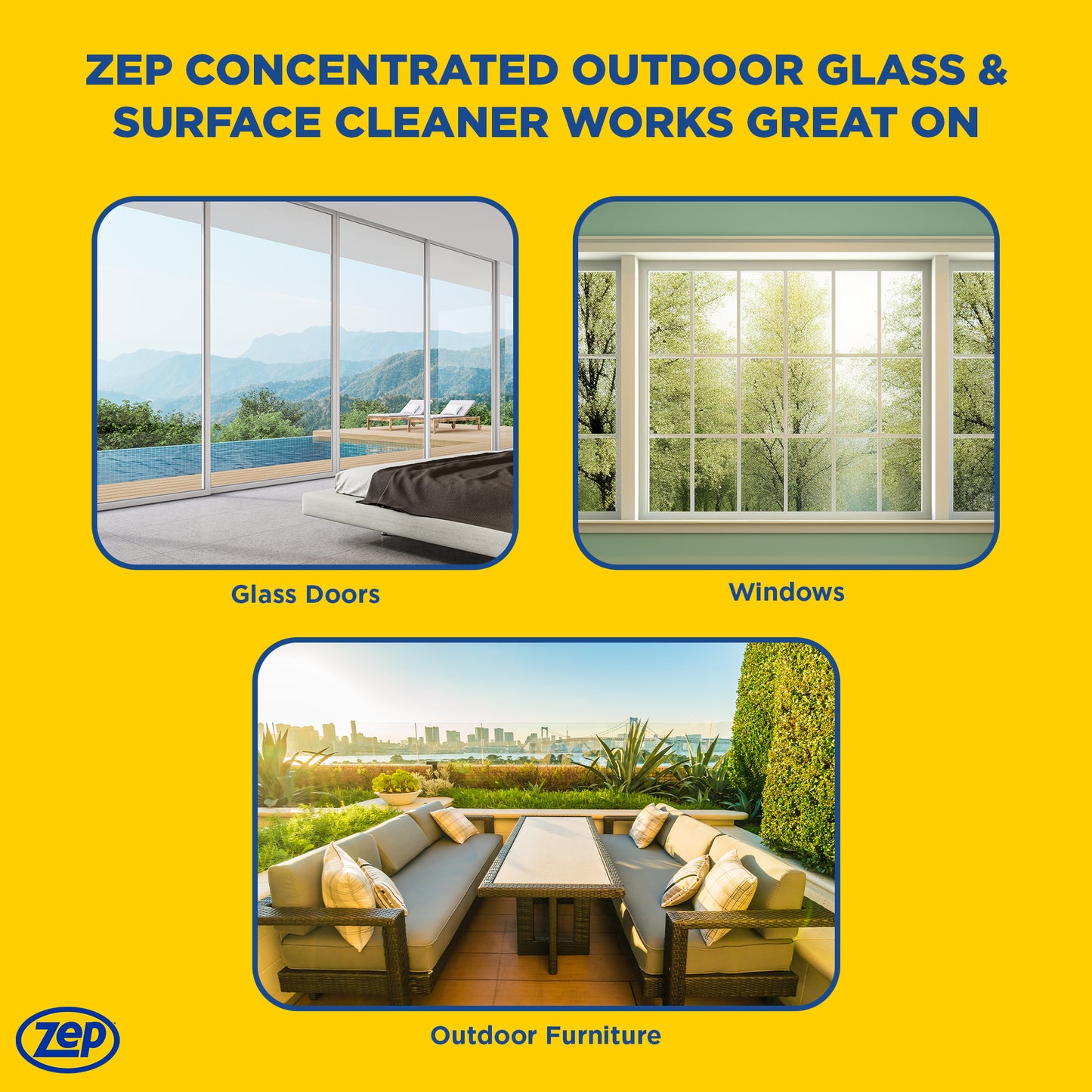 Zep Concentrated Outdoor Glass & Surface Cleaner – Streak-Free Shine – 32 oz