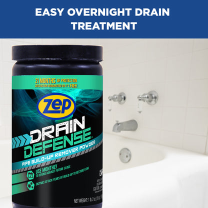 Zep Drain Defense - Pipe Build-Up Remover Powder - 18 oz