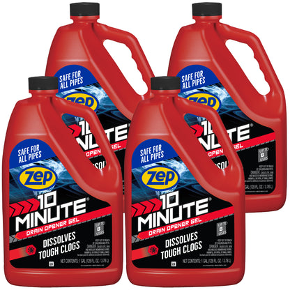 Zep 10 Minute Drain Opener Gel – Dissolves Hair and Clogs – 1 Gallon