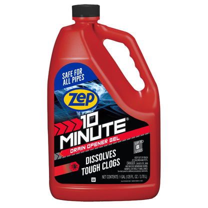 Zep 10 Minute Drain Opener Gel – Dissolves Hair and Clogs – 1 Gallon
