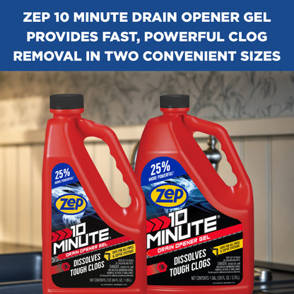 Zep 10 Minute Drain Opener Gel – Dissolves Hair and Clogs – 1 Gallon