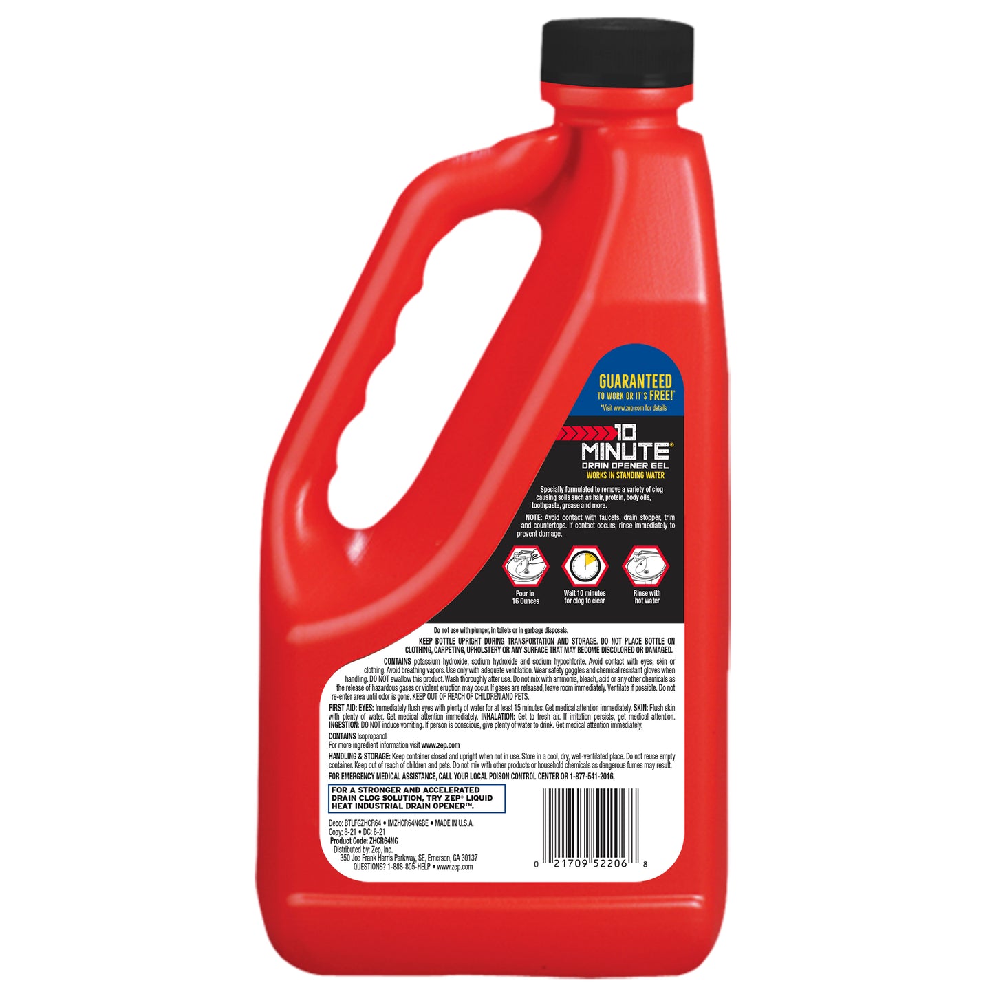 10 Minute Drain Opener Gel - 64 Oz. - Commercial Strength, Fast Acting and Safe For All Pipes