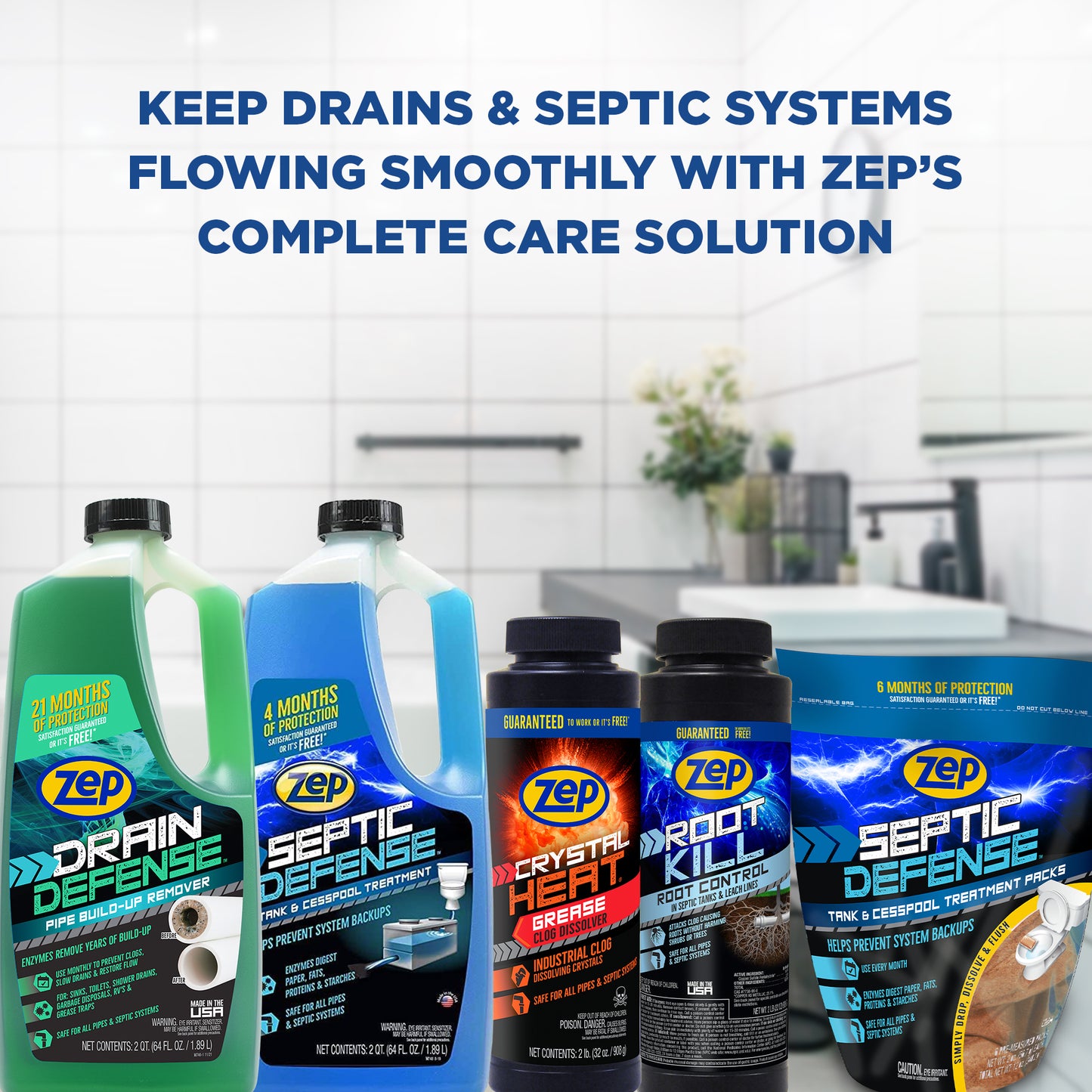 Zep Septic Defense Tank & Cesspool Treatment Packs - 36 Month Supply – 12 oz
