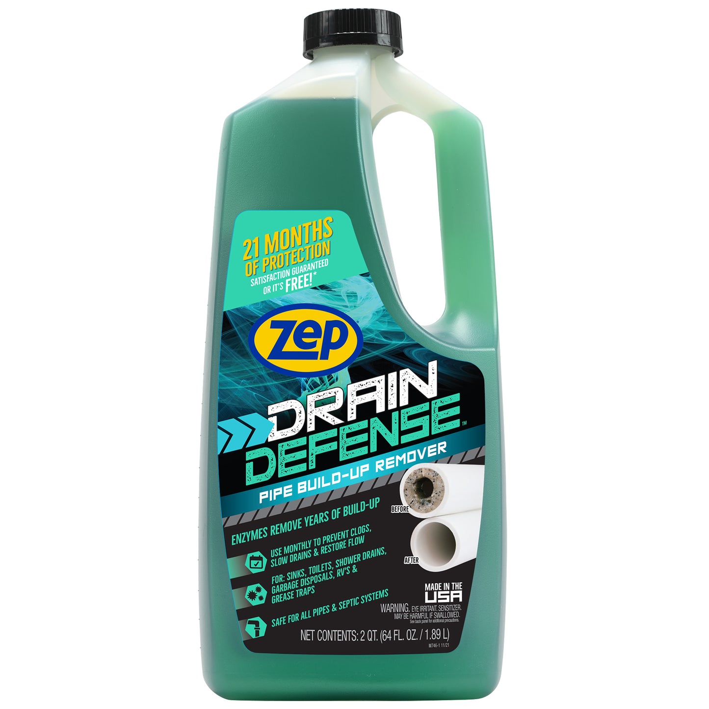 Zep Acidic Toilet Bowl Cleaner Removes Hard Water Stains – 1 Gallon (Case of 4) with Zep Drain Defense - 64 oz (Case of 4) Bundle