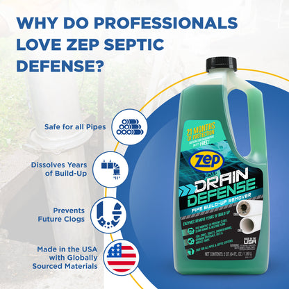 Zep Acidic Toilet Bowl Cleaner Removes Hard Water Stains – 1 Gallon (Case of 4) with Zep Drain Defense - 64 oz (Case of 4) Bundle