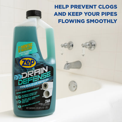 Zep Acidic Toilet Bowl Cleaner Removes Hard Water Stains – 1 Gallon (Case of 4) with Zep Drain Defense - 64 oz (Case of 4) Bundle