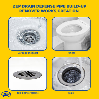 Zep Acidic Toilet Bowl Cleaner Removes Hard Water Stains – 1 Gallon (Case of 4) with Zep Drain Defense - 64 oz (Case of 4) Bundle