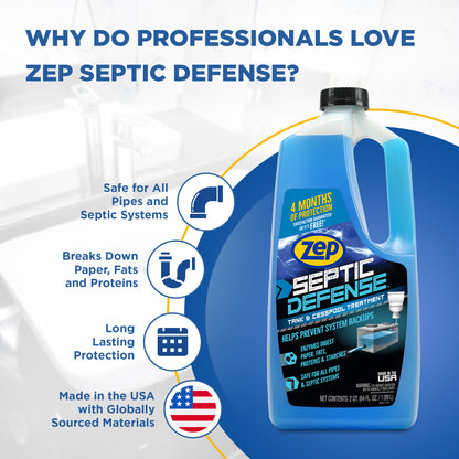 Zep Septic Defense Tank & Cesspool Treatment – Break Down Waste – 64 oz