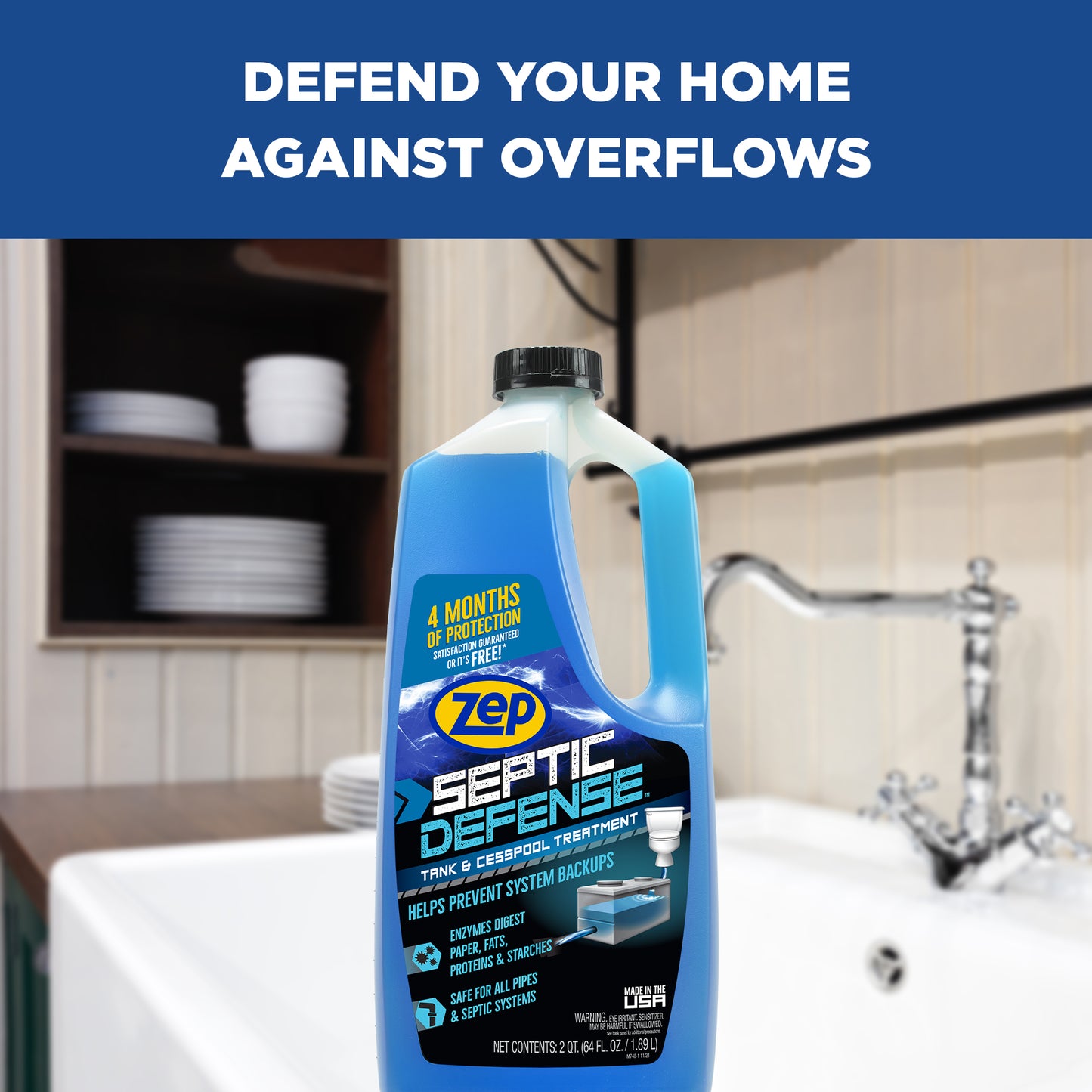 Zep Septic Defense Tank & Cesspool Treatment – Break Down Waste – 64 oz