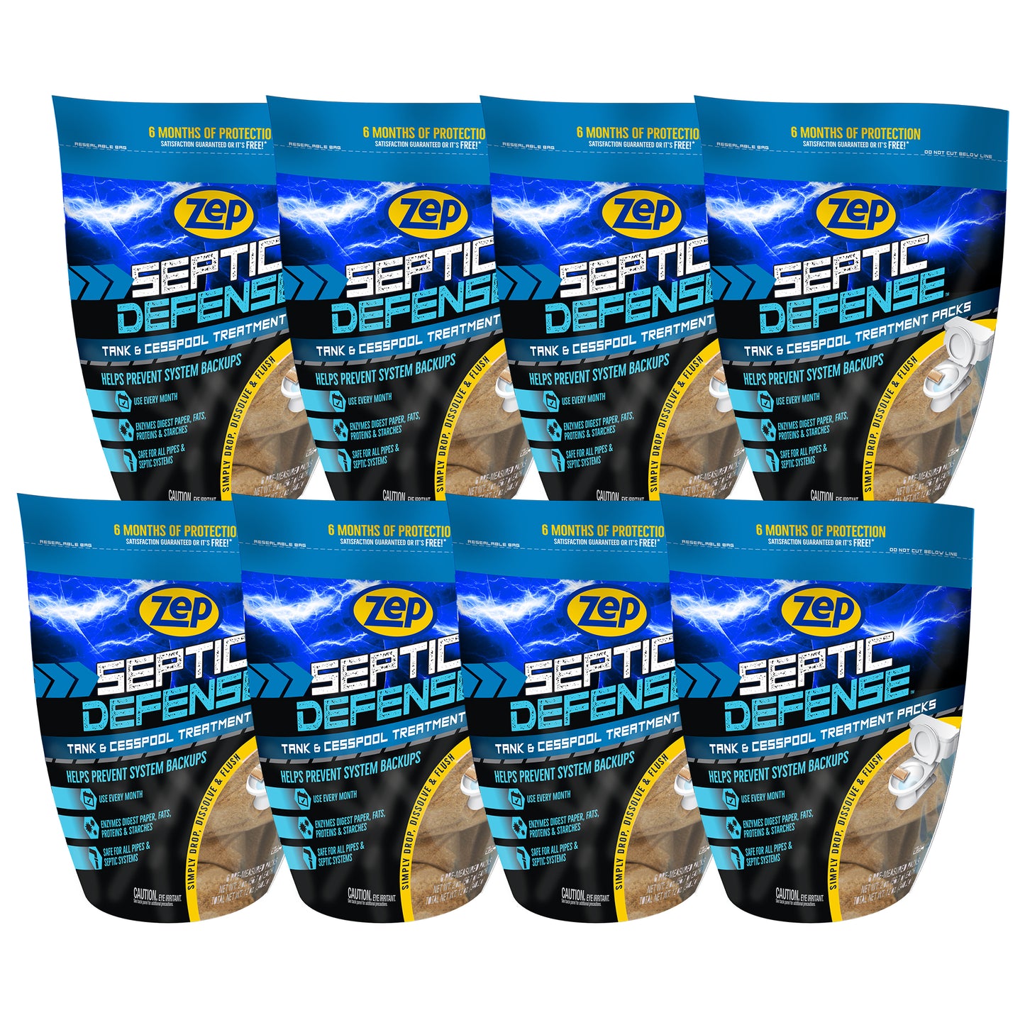 Zep Septic Defense Tank & Cesspool Treatment Packs - 16 Month Supply – 4 oz
