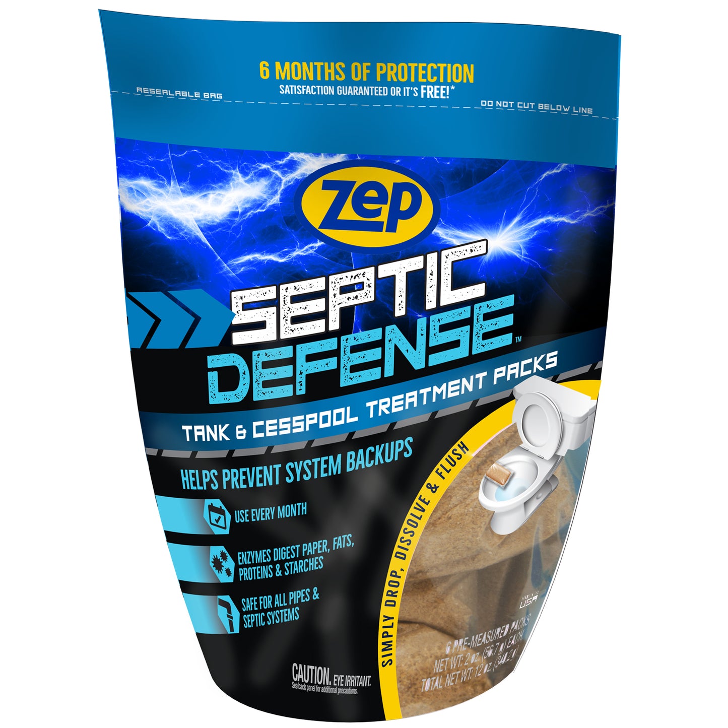 Zep Septic Defense Tank & Cesspool Treatment Packs - 16 Month Supply – 4 oz