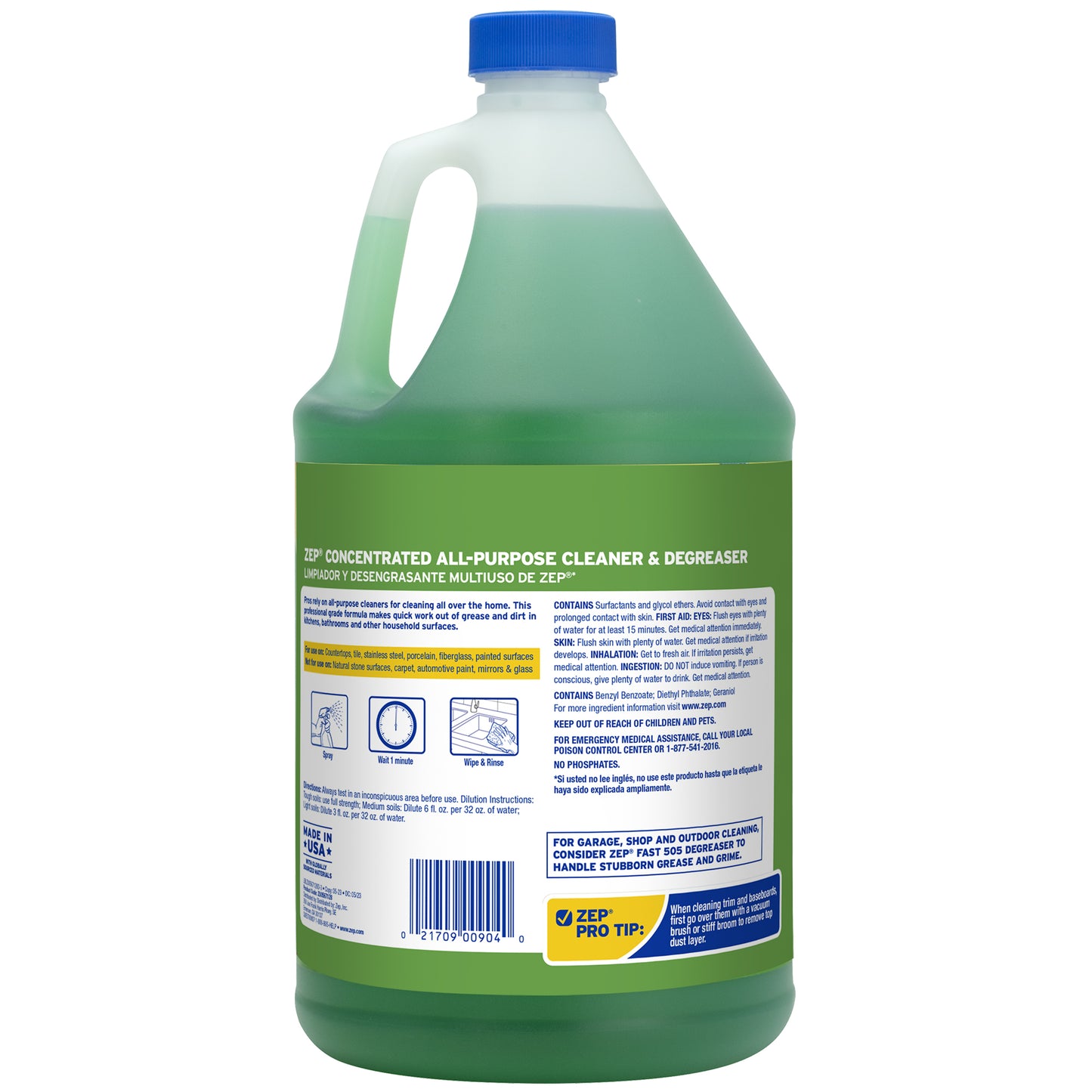 Zep Concentrated All-Purpose Cleaner and Degreaser – Customizable Strength for Any Cleaning Task– 1 Gallon