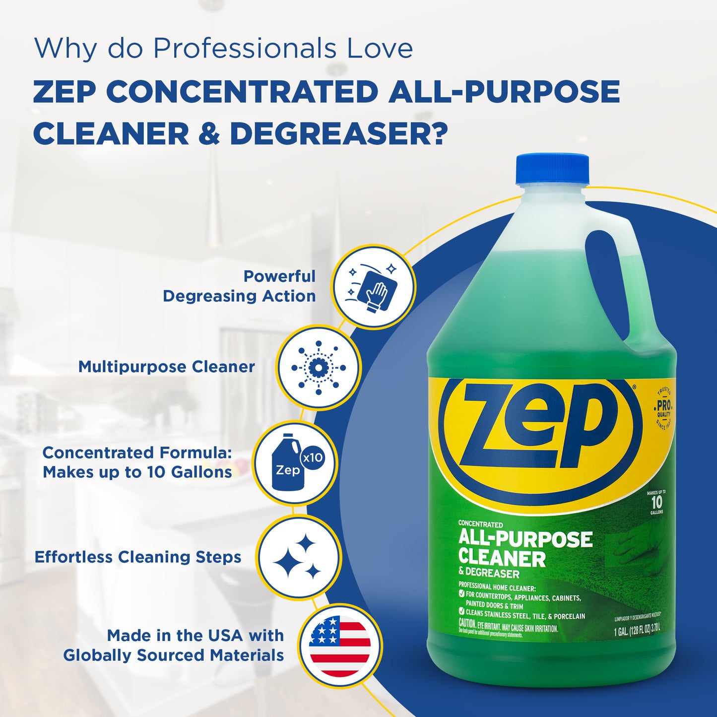 All-Purpose Cleaner and Degreaser Concentrate (Case of 4) + Zep Professional Sprayer Bottle - 32 oz (Case of 9) Bundle