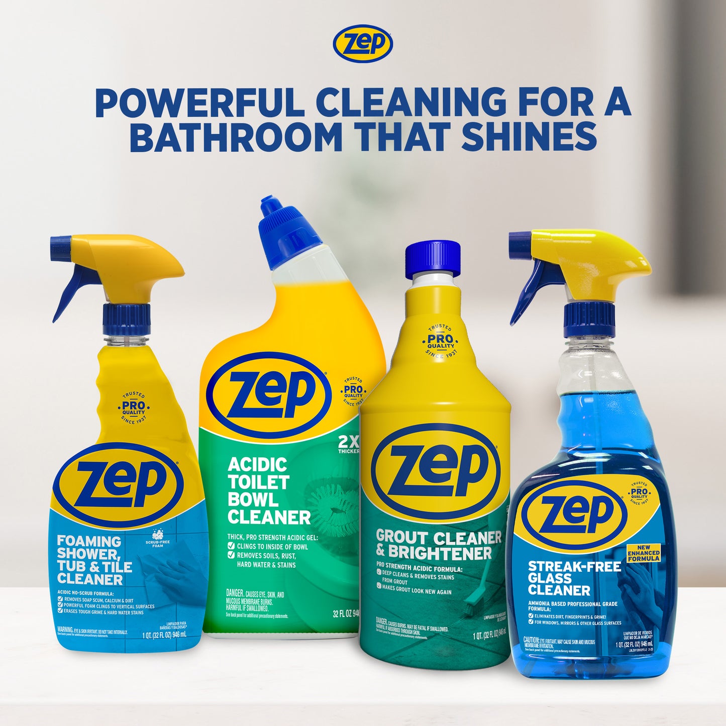 Zep Grout Cleaner & Brightener – Safe on Tinted Grout – 32 oz