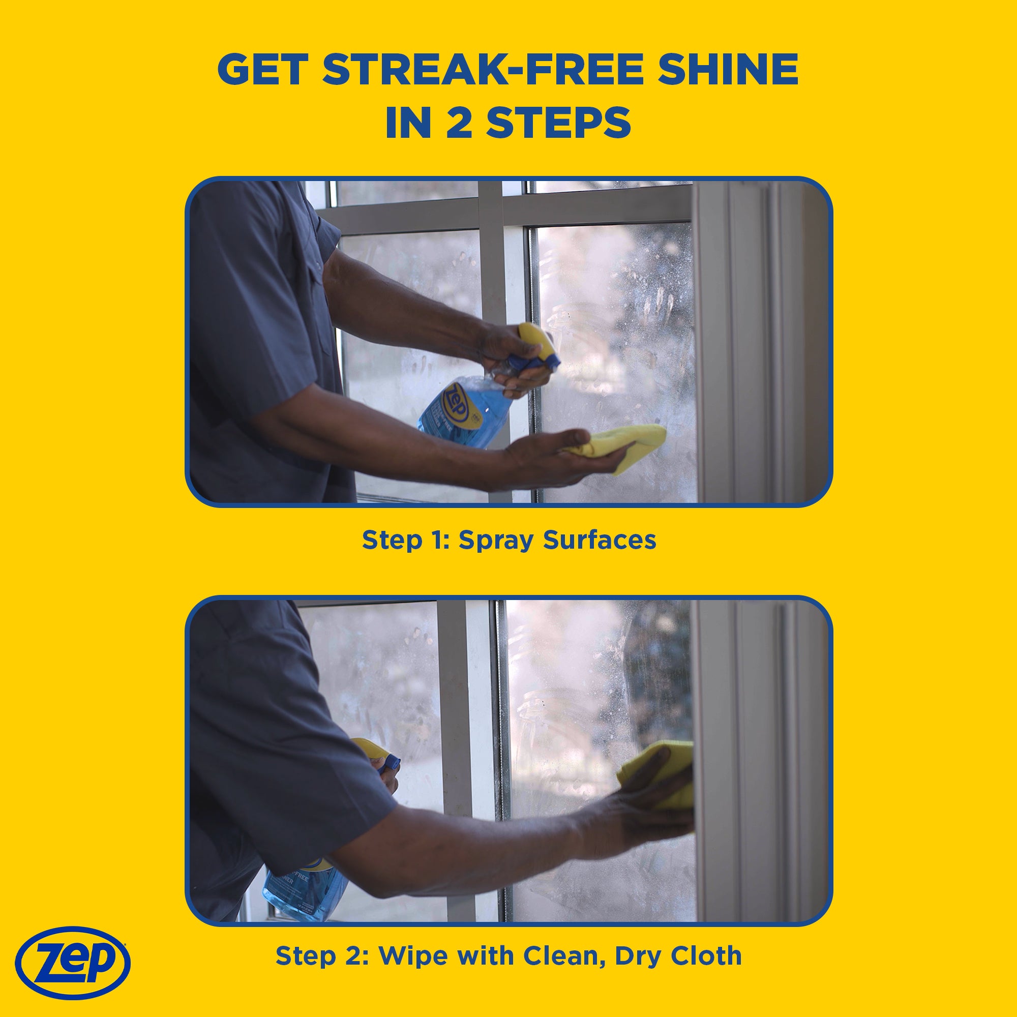 Zep Streak-Free Glass Cleaner – Ammonia-Based Formula – 32 oz
