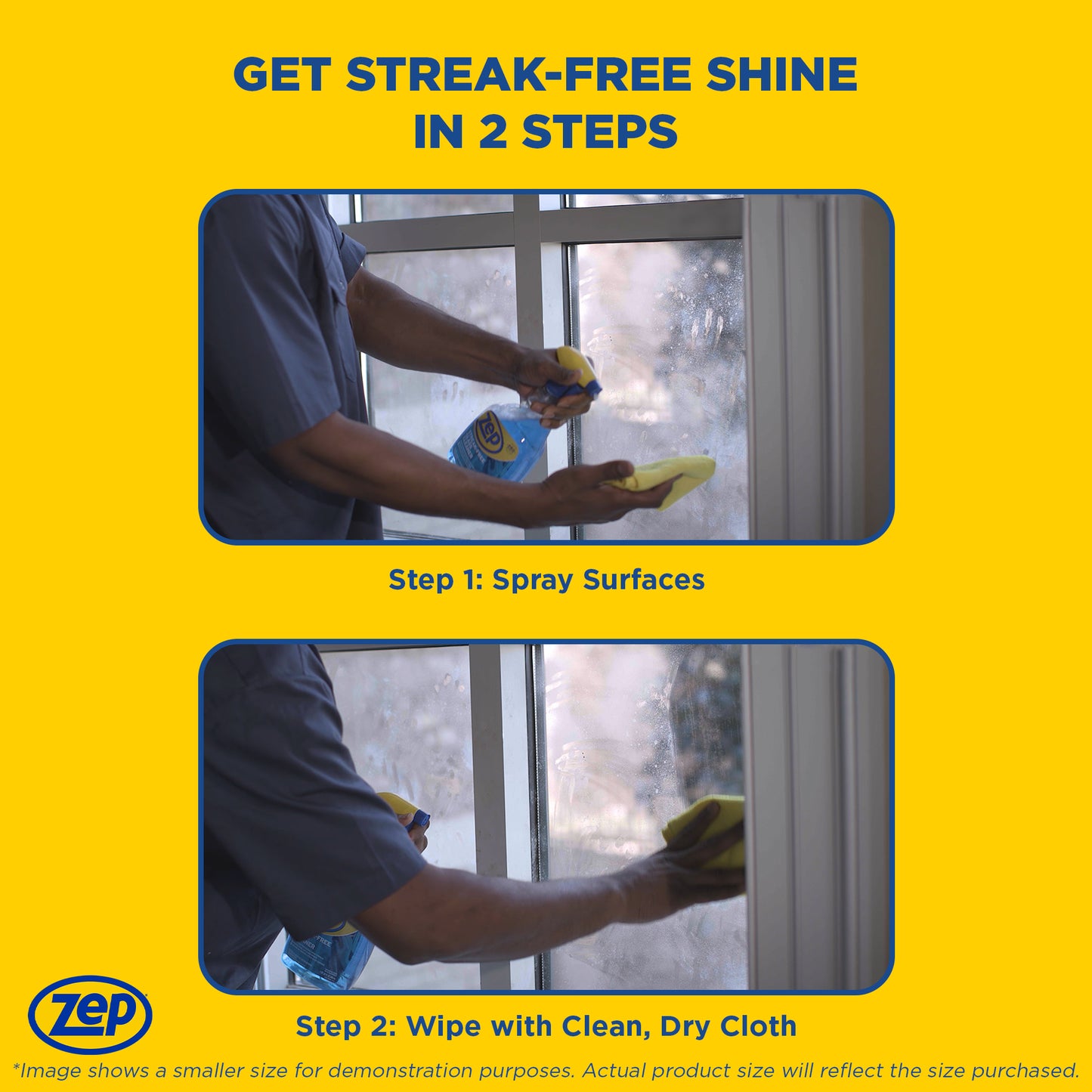 Zep Streak-Free Glass Cleaner – Ammonia-Based Formula – 1 Gallon