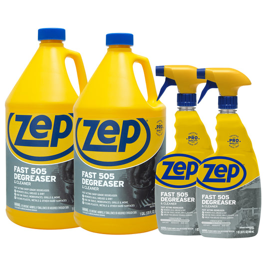 Zep Fast 505 Degreaser & Cleaner Removes Grease Fast – 32 oz (Case of 2) with Zep Fast 505 Cleaner and Degreaser - 1 Gallon (Case of 2) Bundle