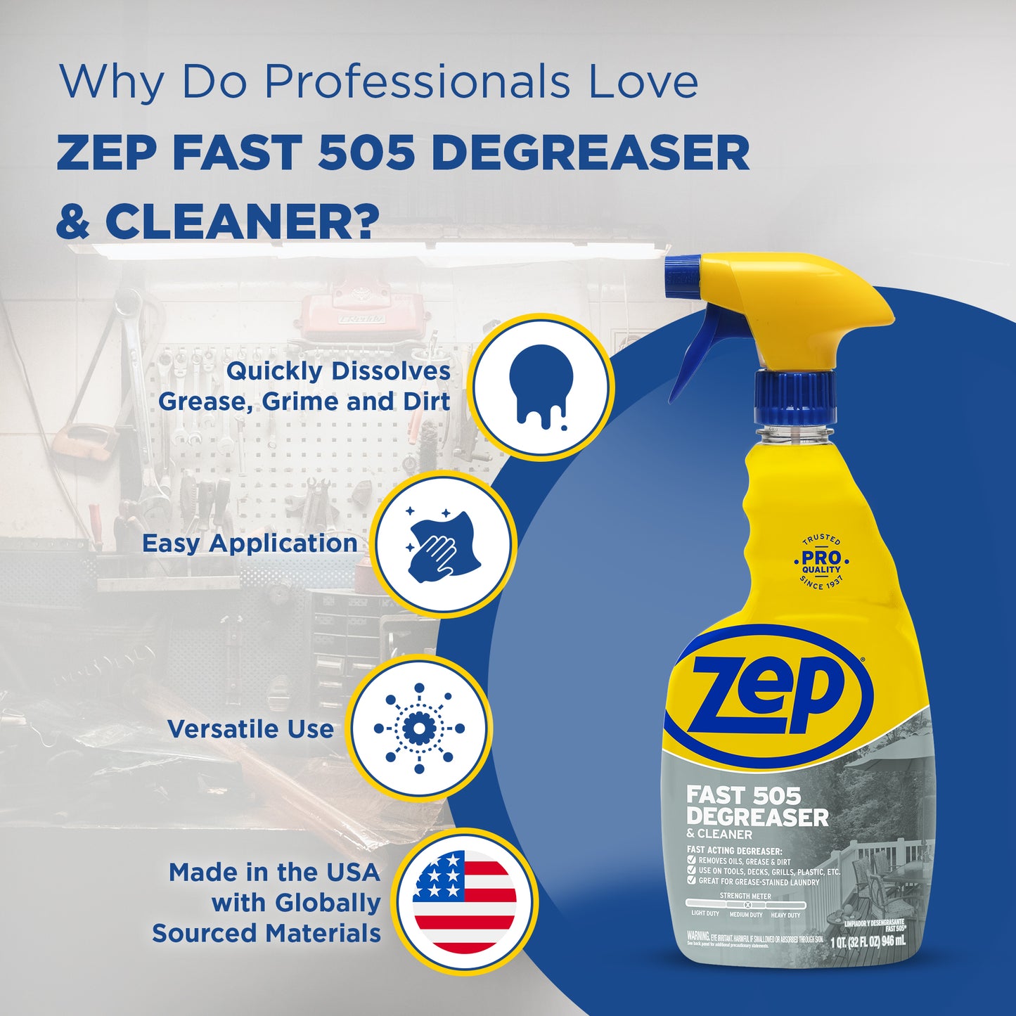 Zep Fast 505 Cleaner and Degreaser – Removes Grease Fast – 32 oz.