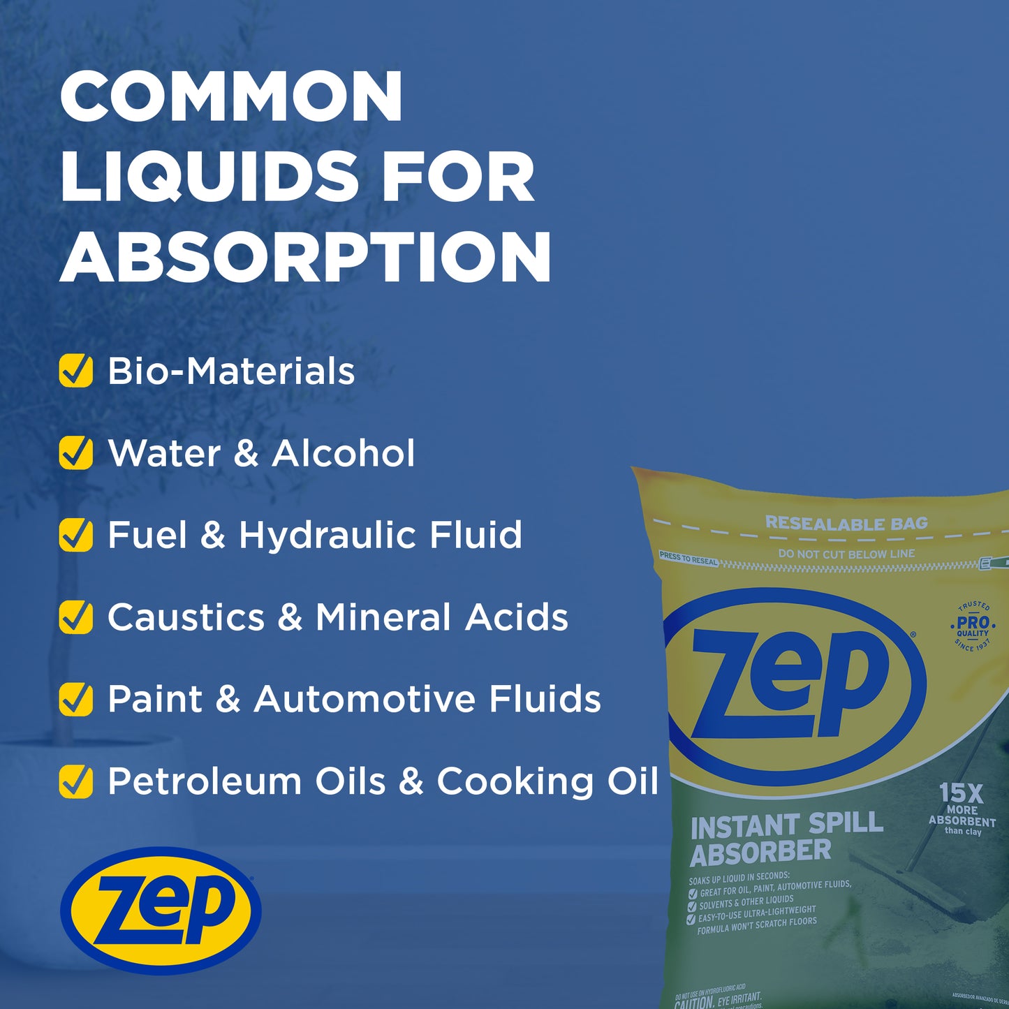 Zep Instant Spill Absorber – 15x More Absorbent Than Clay – 3 lbs