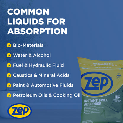 Zep Instant Spill Absorber – 15x More Absorbent Than Clay – 3 lbs