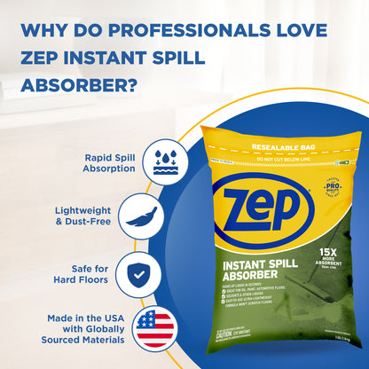 Zep Instant Spill Absorber – 15x More Absorbent Than Clay – 3 lbs