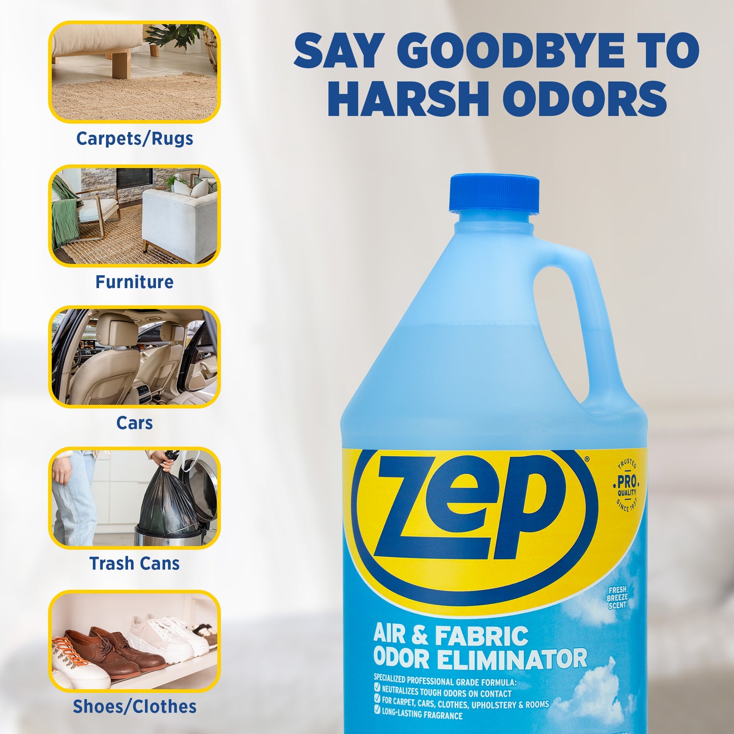 Zep Mold Stain & Mildew Stain Remover 1 Gal and Zep Air & Fabric Odor Eliminator 1 Gal