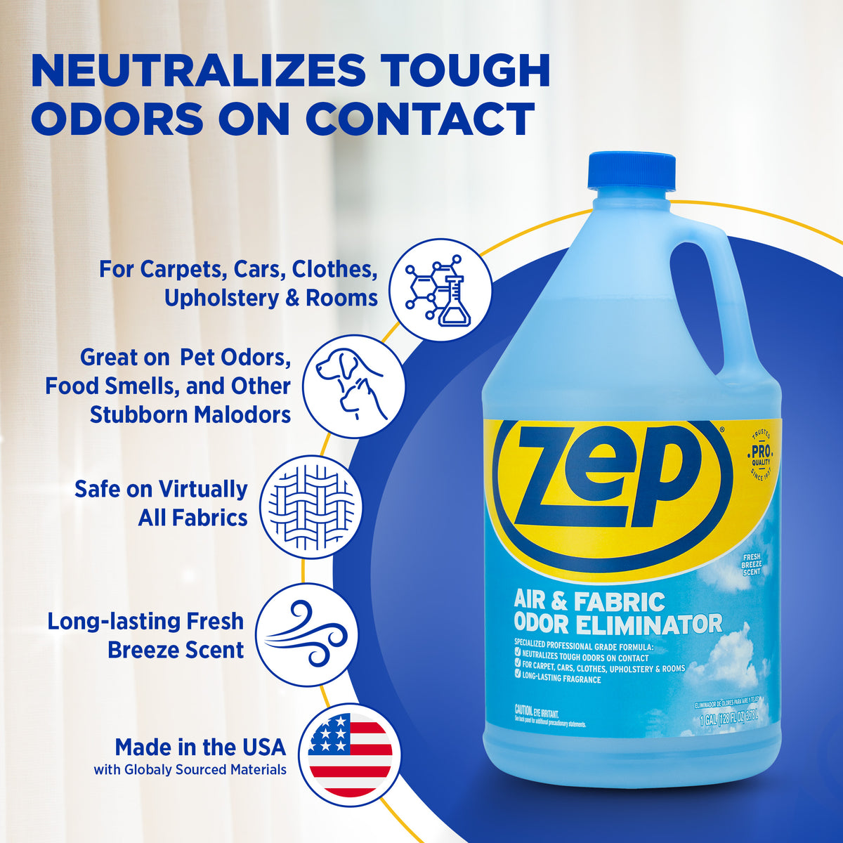 Zep Mold Stain & Mildew Stain Remover 1 Gal and Zep Air & Fabric Odor Eliminator 1 Gal