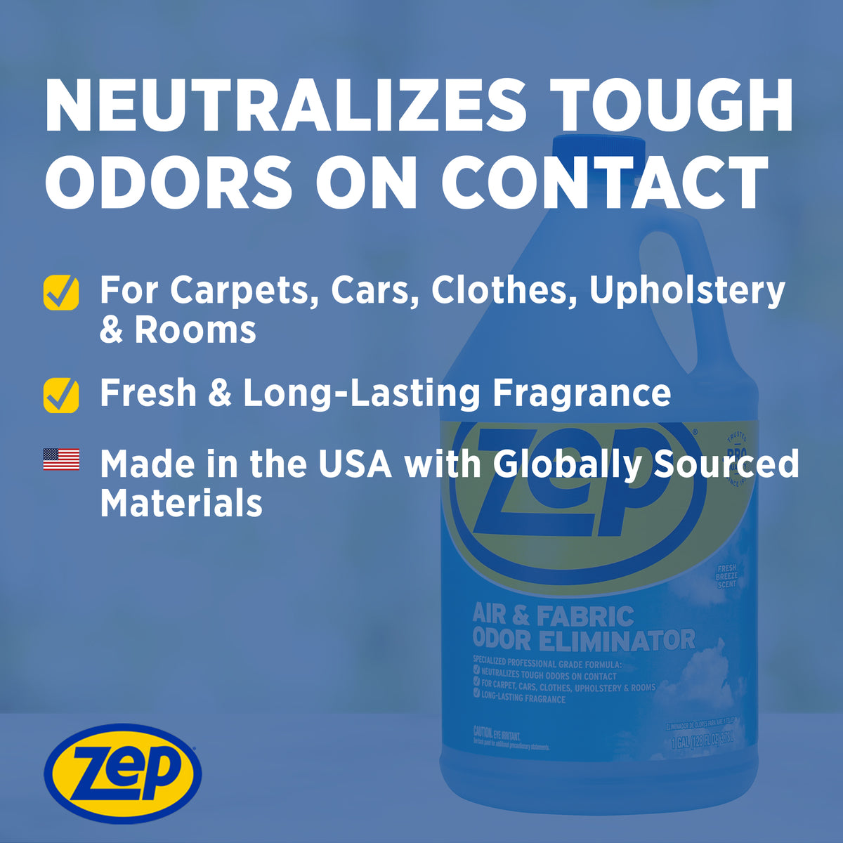 Zep Mold Stain & Mildew Stain Remover 1 Gal and Zep Air & Fabric Odor Eliminator 1 Gal