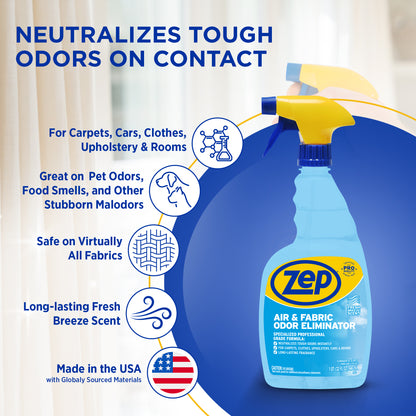 Zep Air & Fabric Odor Eliminator – Neutralizes Pet Odors – 32 oz.