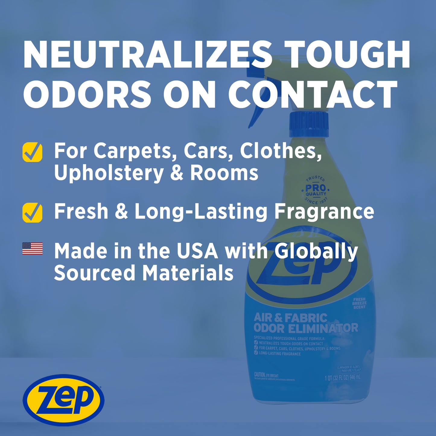 Zep Air & Fabric Odor Eliminator – Neutralizes Pet Odors – 32 oz.