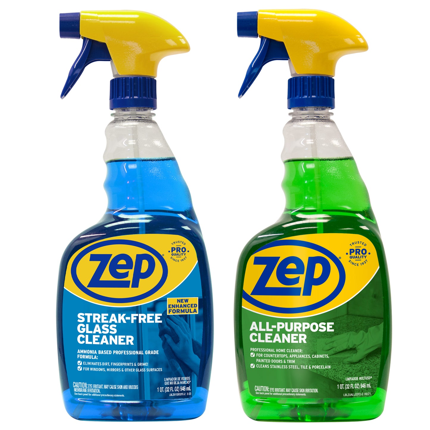 Zep All-Purpose Cleaner 32 oz and Zep Streak-Free Glass Cleaner 32 oz