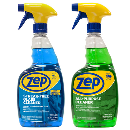 Zep All-Purpose Cleaner 32 oz and Zep Streak-Free Glass Cleaner 32 oz