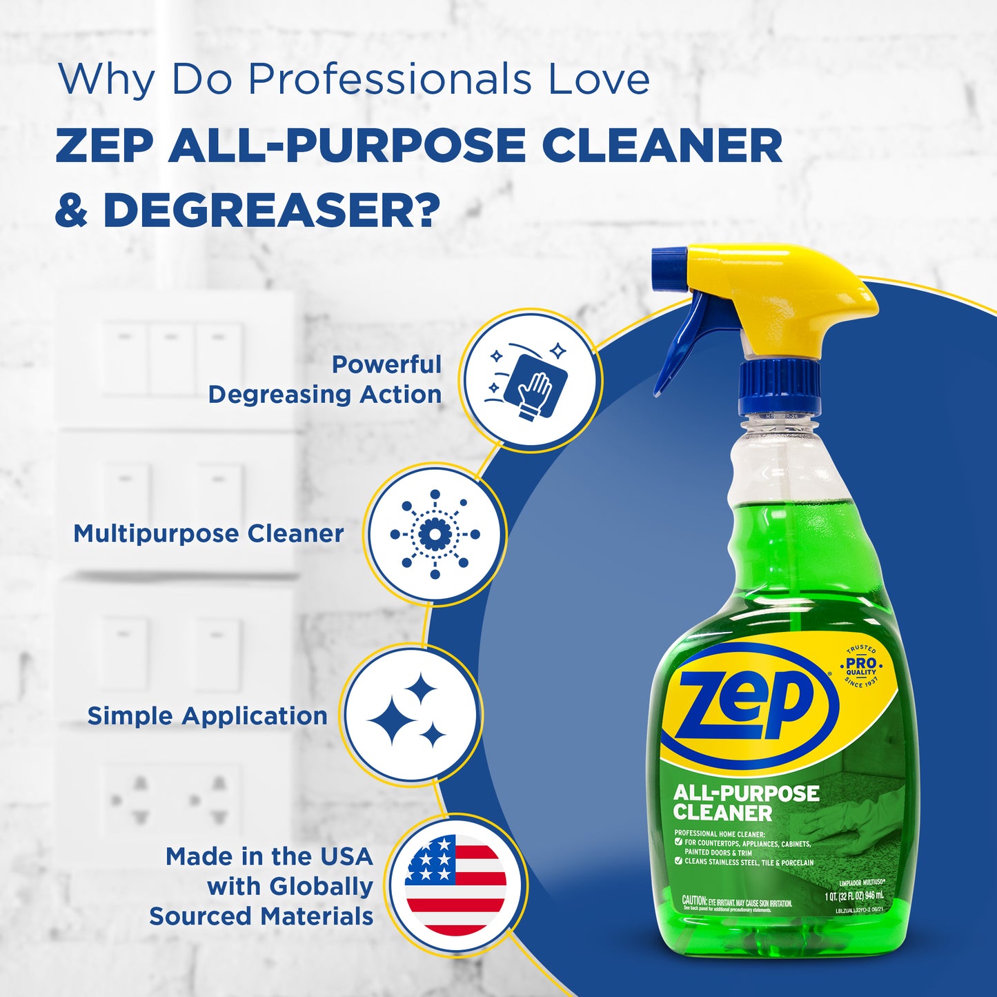 Zep All-Purpose Cleaner & Degreaser – Multi Use Multi Surface Solution – 32 oz