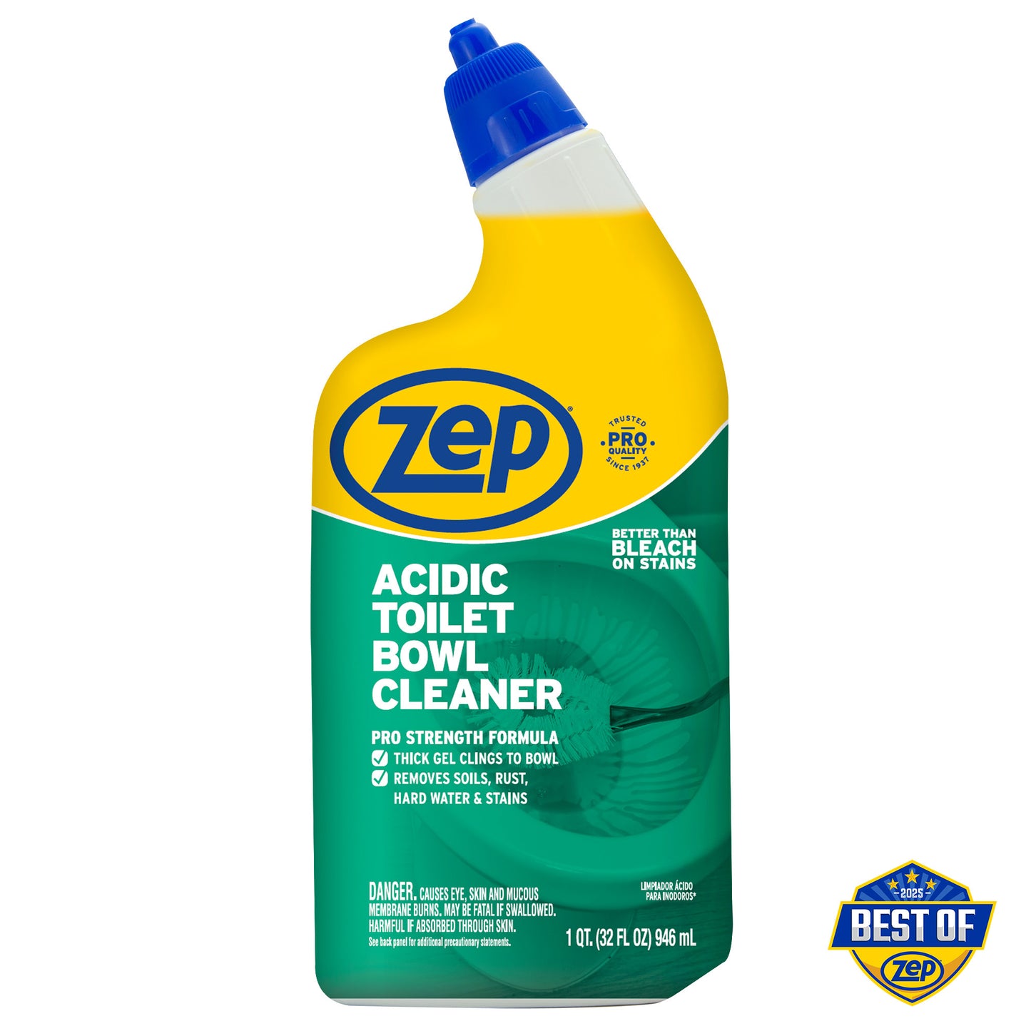 Zep Acidic Toilet Bowl Cleaner – Removes Hard Water Stains – 32 oz.