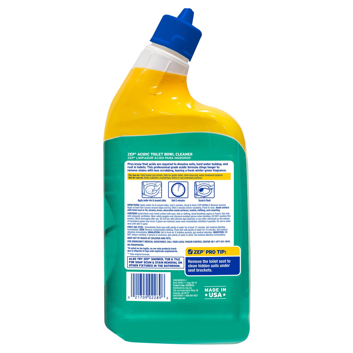 Zep Acidic Toilet Bowl Cleaner - Removes Hard Water Stains (Case of 4) with Zep Shower, Tub & Tile Cleaner – Eliminates Hard Water Stains (Case of 4) Bundle