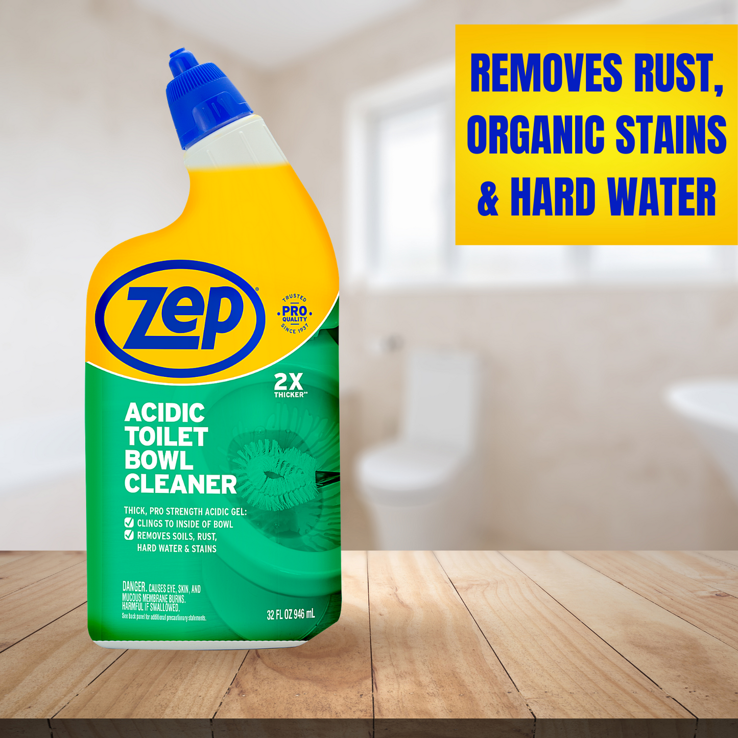 Zep Acidic Toilet Bowl Cleaner – Removes Hard Water Stains – 32 oz.