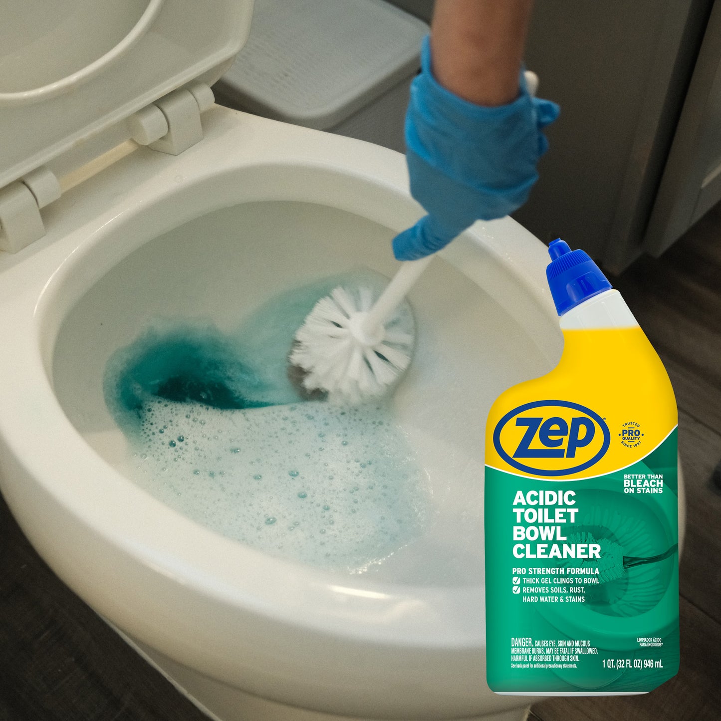 Zep Acidic Toilet Bowl Cleaner - Removes Hard Water Stains (Case of 4) with Zep Shower, Tub & Tile Cleaner – Eliminates Hard Water Stains (Case of 4) Bundle