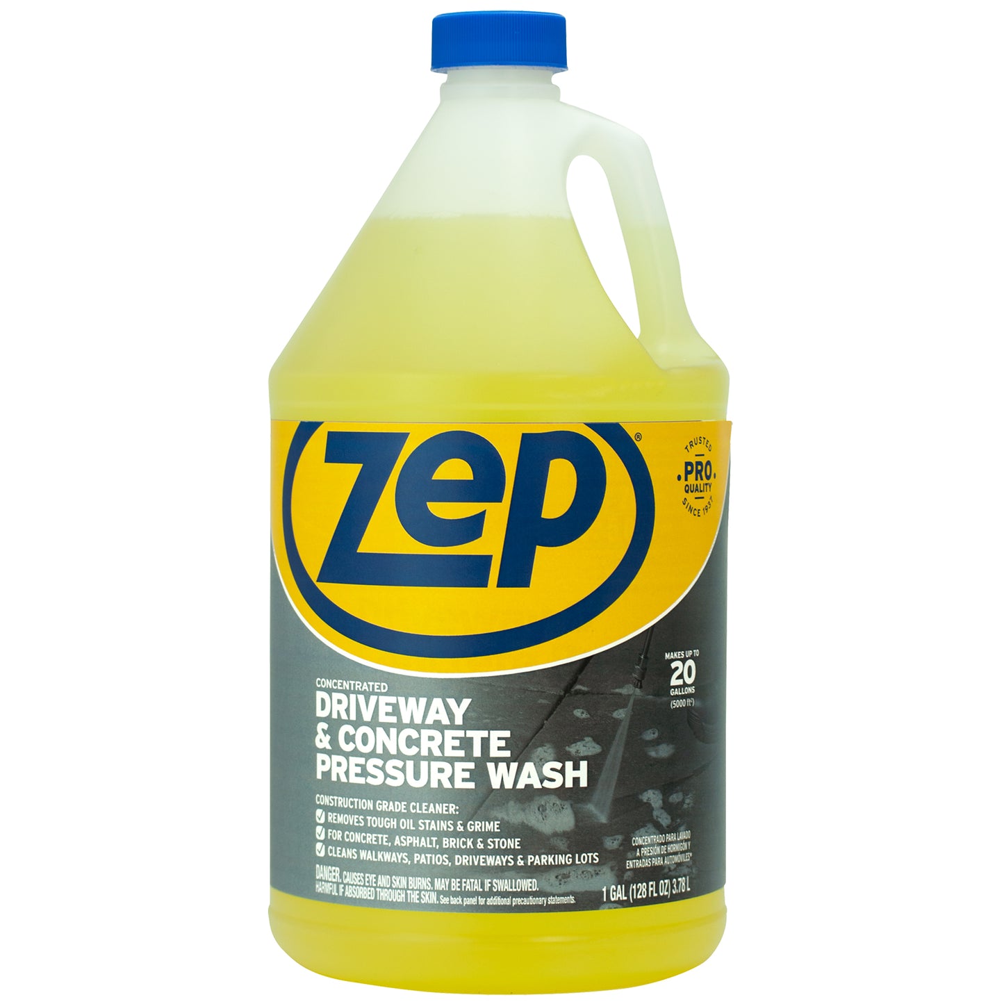 Zep Concentrated Driveway & Concrete Pressure Wash – Remove Tough Oil Stains and Grime – 1 Gallon