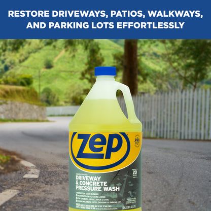 Zep Concentrated Driveway & Concrete Pressure Wash – Remove Tough Oil Stains and Grime – 1 Gallon